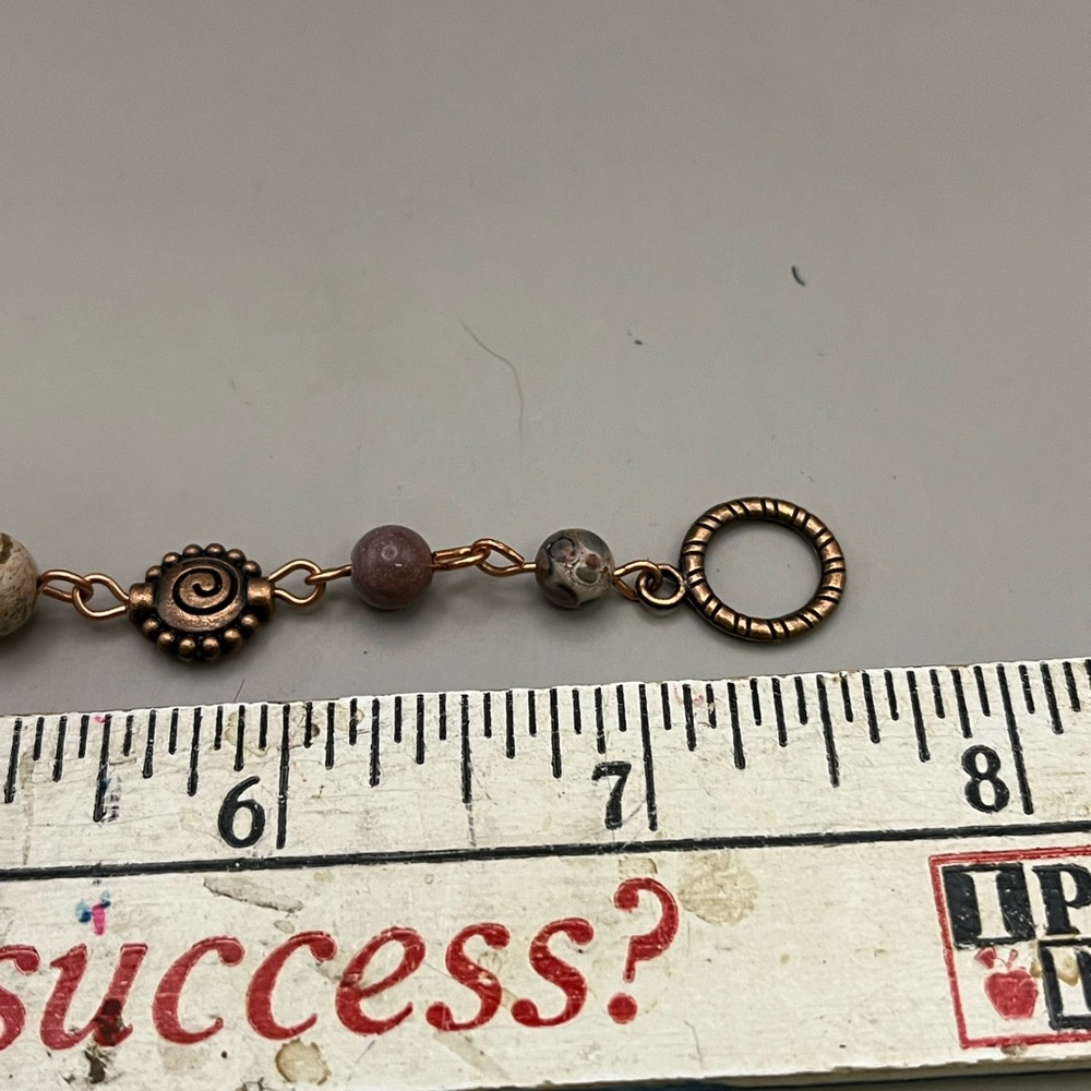 Warm Earth Tone Essential Oil Beaded Bracelet with Copper Accents - Picture 3 of 3